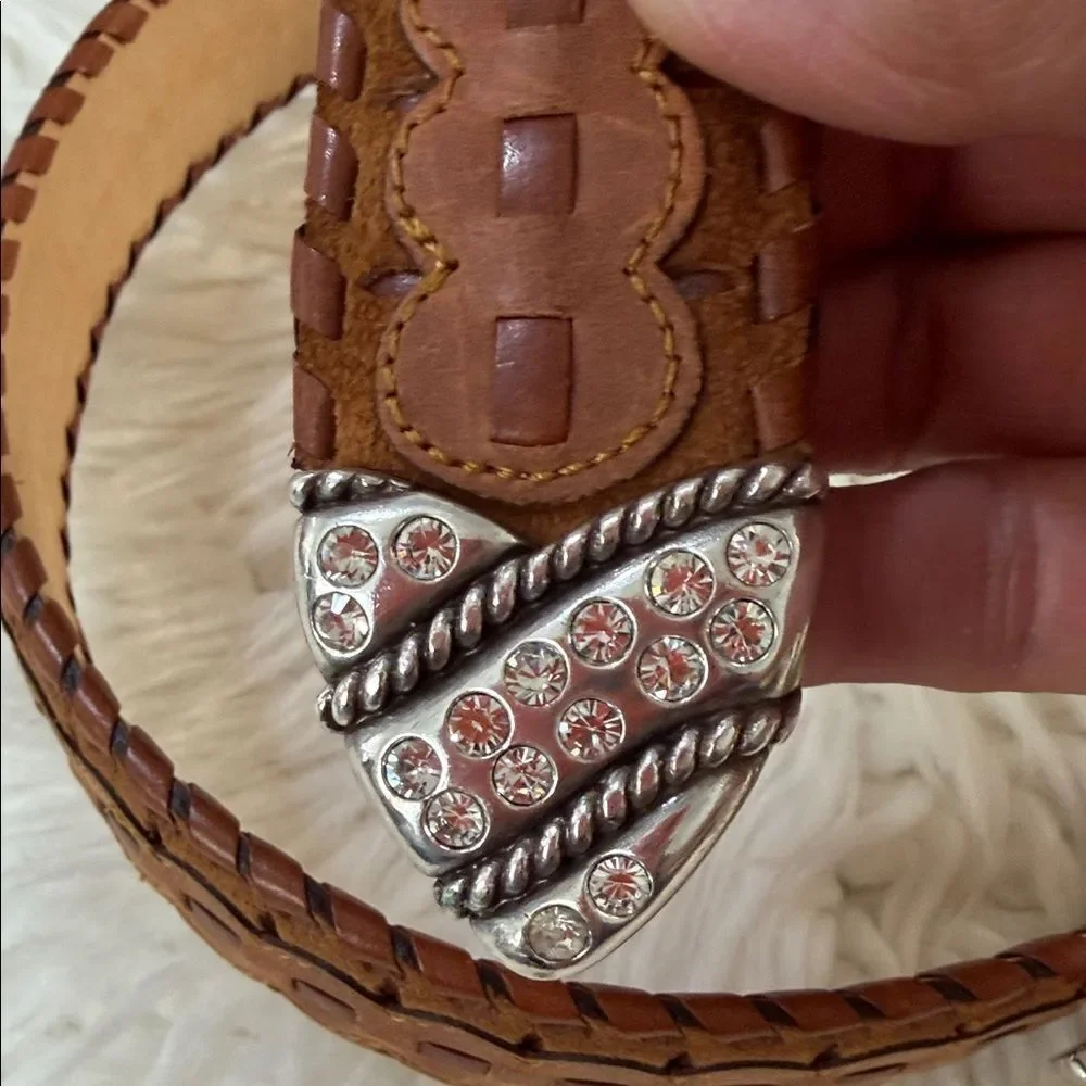 Justin Boots Brown Leather Belt with Silver Buckle